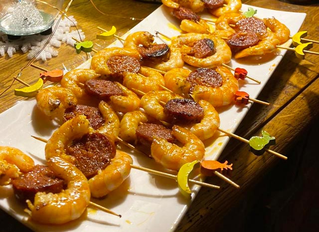 recette de cuisine facile de Brochettes crevettes chorizo